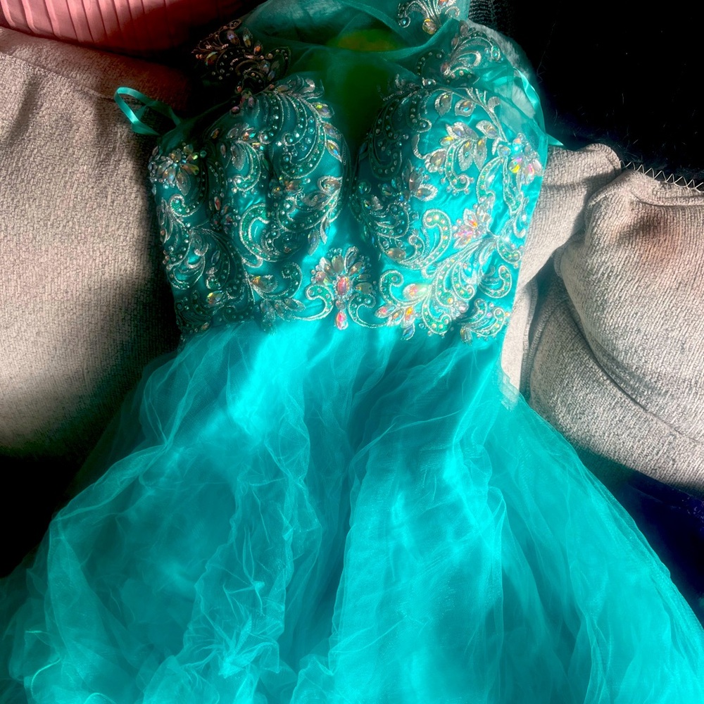 Teal prom dress